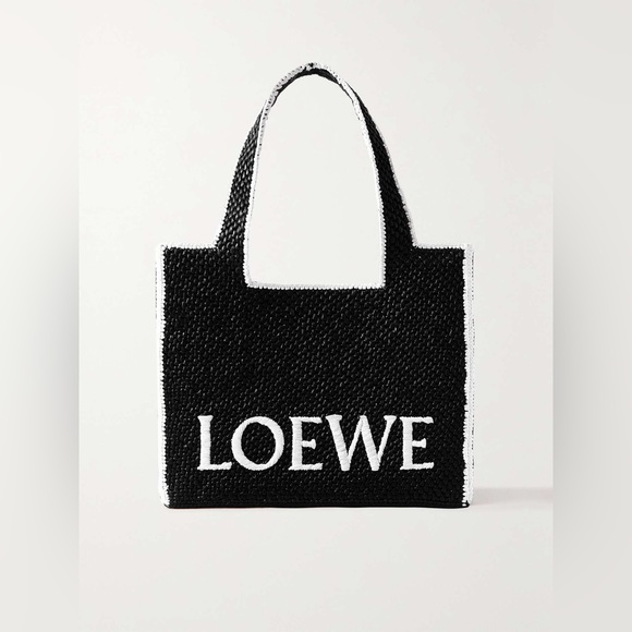 Loewe Handbags - Loewe large black Raffia Paula collab